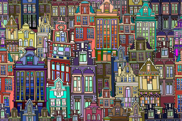 Maisons peintes dans le style hollandais