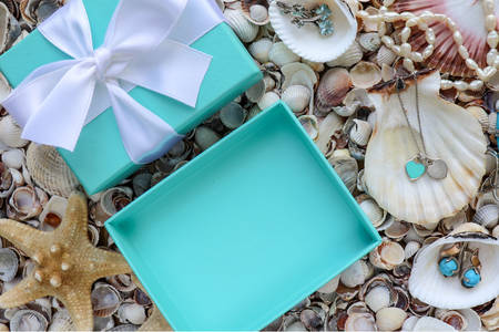 Gift box and products with turquoise