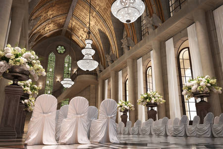 Wedding interior in the cathedral