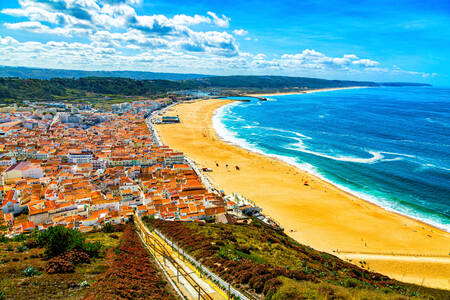 City of Nazare by the Atlantic Ocean