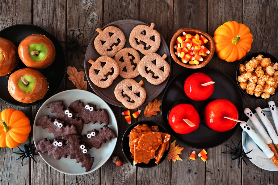 Halloweenkoekjes en snoep