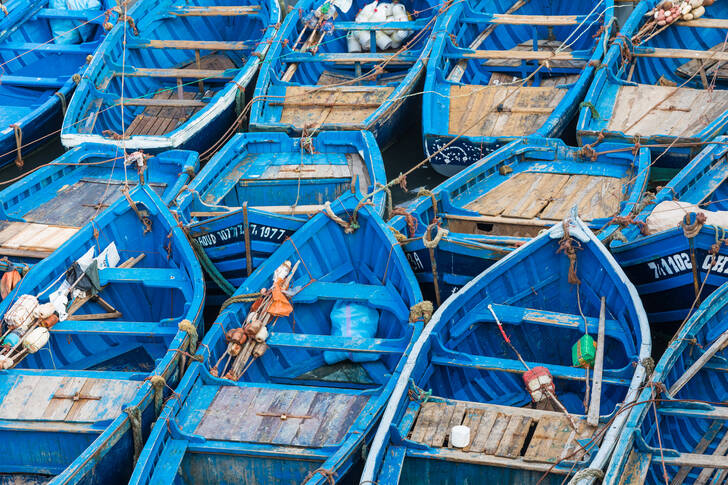 Blaue Fischerboote