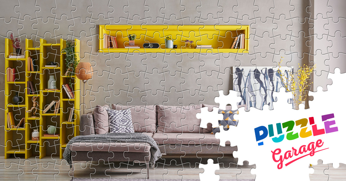 nterior of a room with yellow furniture Jigsaw Puzzle (Home, Interiors