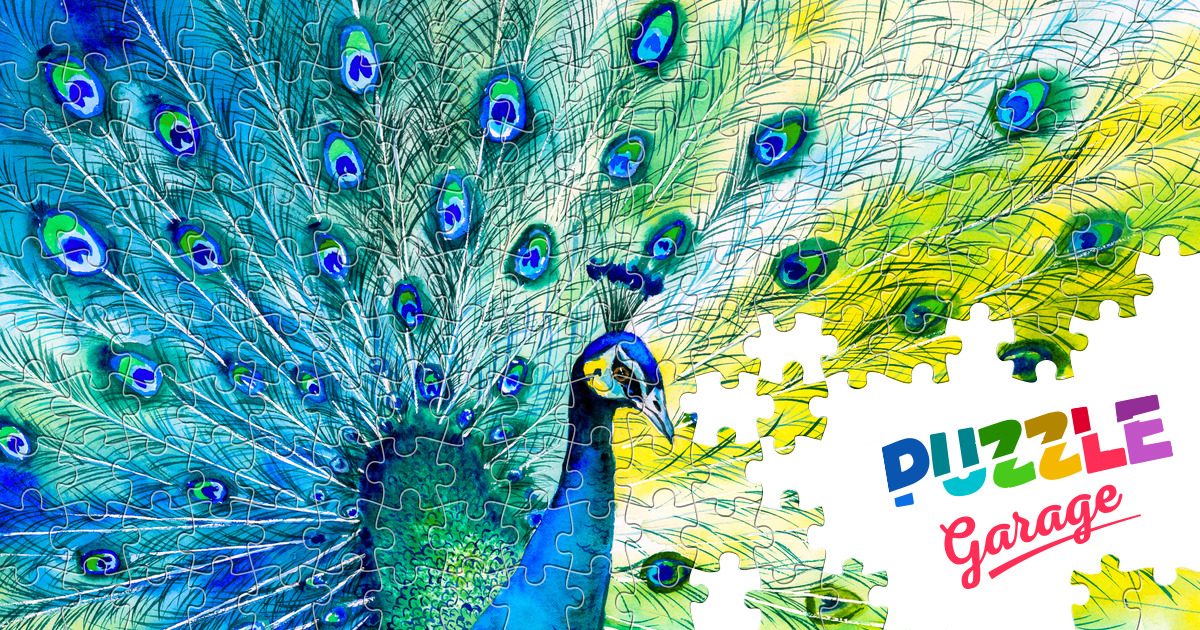 bosque un millón Confusión Plumas de pavo real multicolores Rompecabezas (Arte, Pintura) | Puzzle  Garage