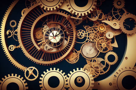 Tandwielen en spiraalmechanismen van horloges