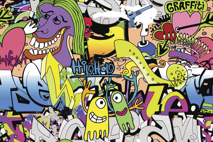 Barevní graffiti stylizovaní monstra