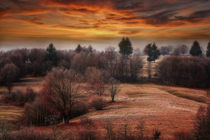 Sunset over the hills