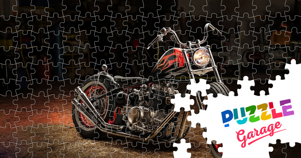 Puzzle  Motorrad Garage Chopper bedruckt 120 Teile 
