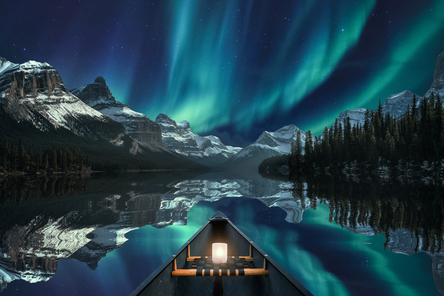 Aurores boréales dans le parc national de Jasper