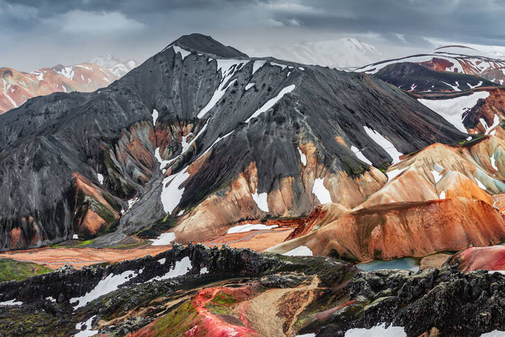 De vulkaniska bergen i Landmannalaugar