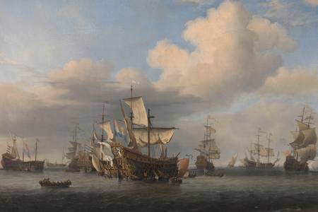 Willem van de Velde (II): "„Zdobyte angielskie statki po trzydniowej bitwie”"