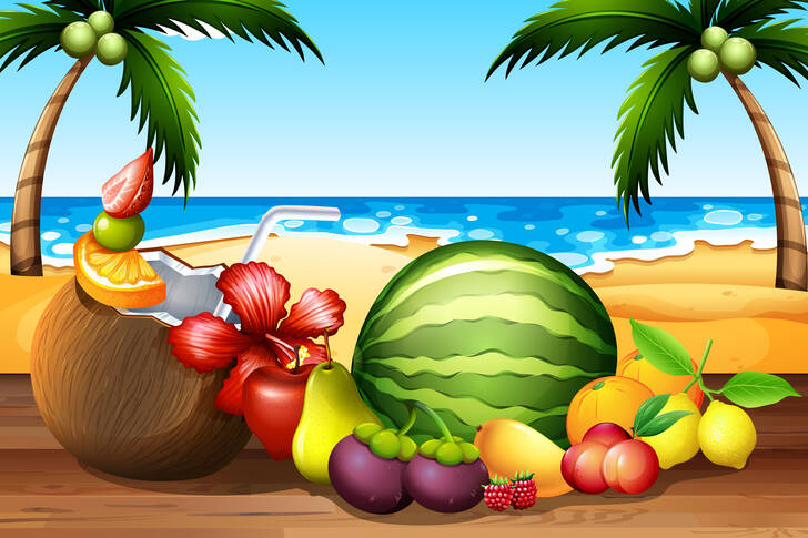 Frutas en la playa