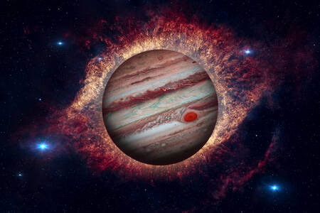 Planeta Jupiter și stelele galaxiei