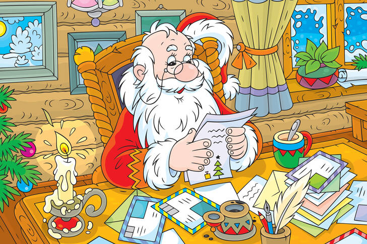 Santa Claus reads letters