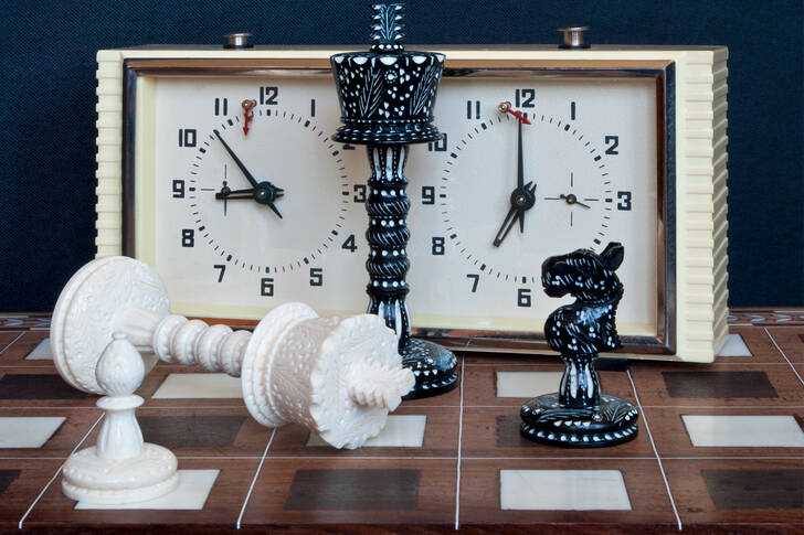 Chess clock and pieces
