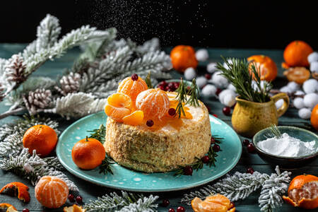 Kue buatan sendiri dengan jeruk mandarin