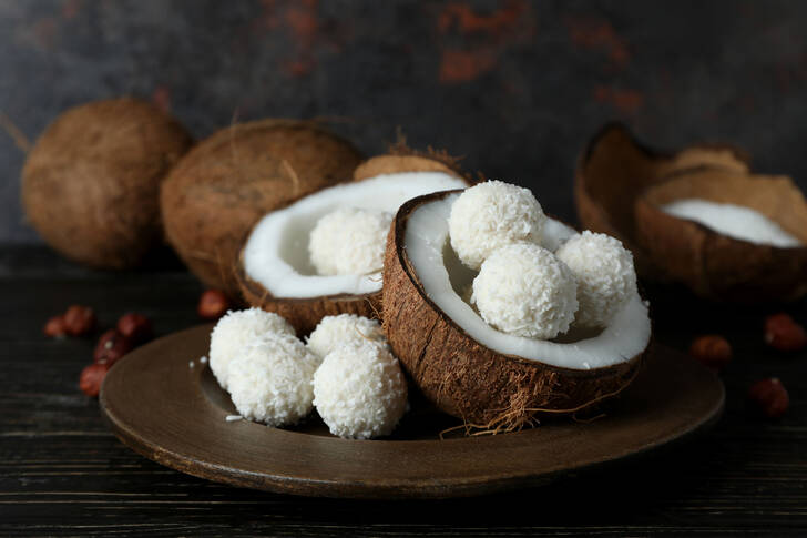 Coconut candies in coconut