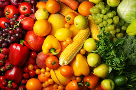 Fundal colorat de fructe și legume
