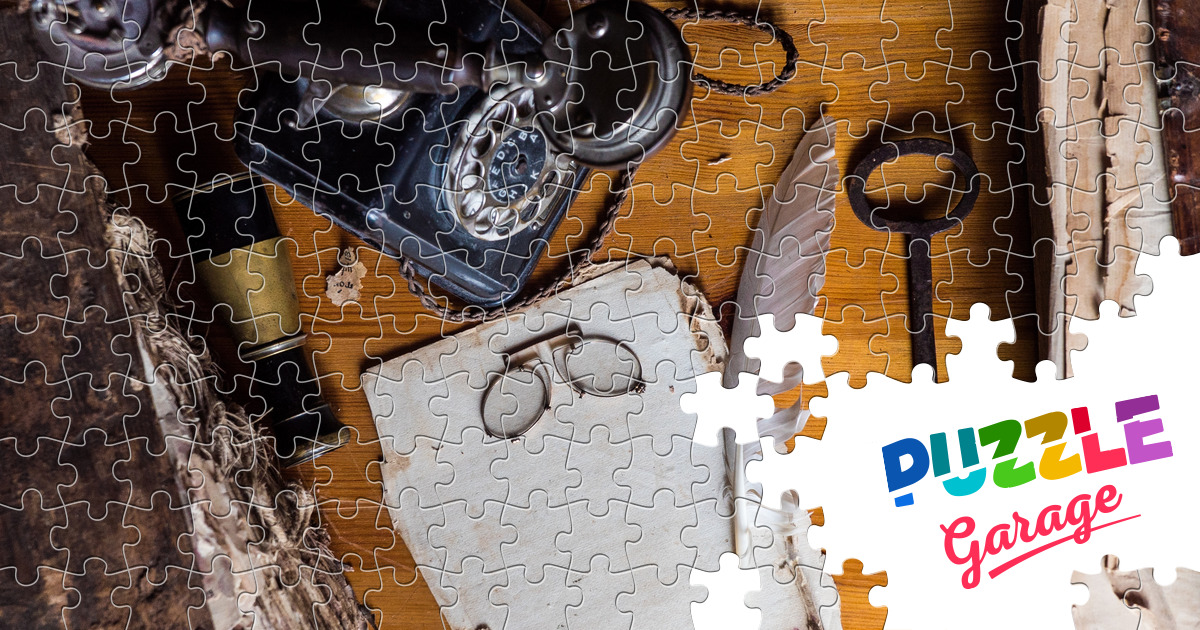 Antique items on the writing desk Jigsaw Puzzle (History, Antique