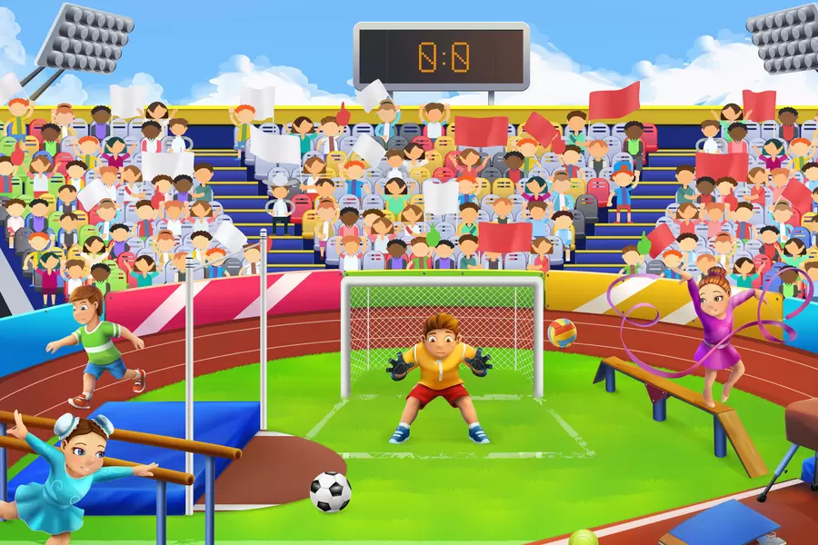 Atletas en el estadio