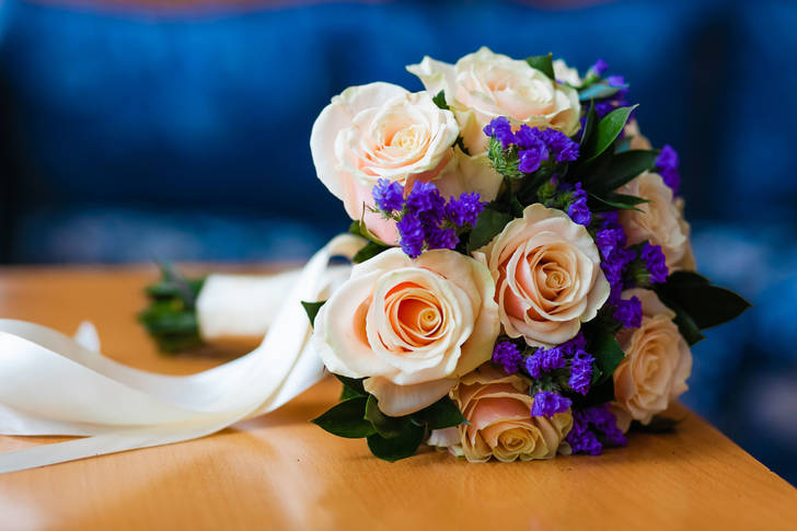 Wedding bouquet on the table