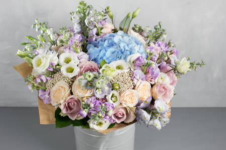 Bouquet of flowers on a gray background
