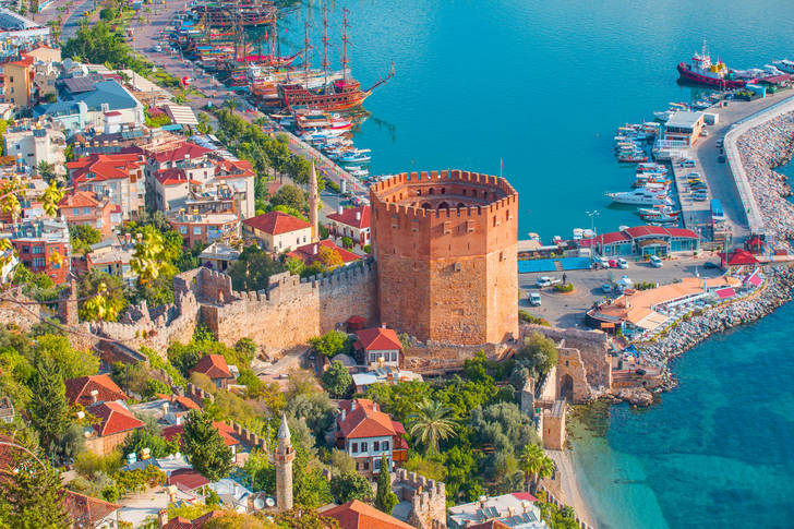 Kyzyl Kule tower in the port of Alanya