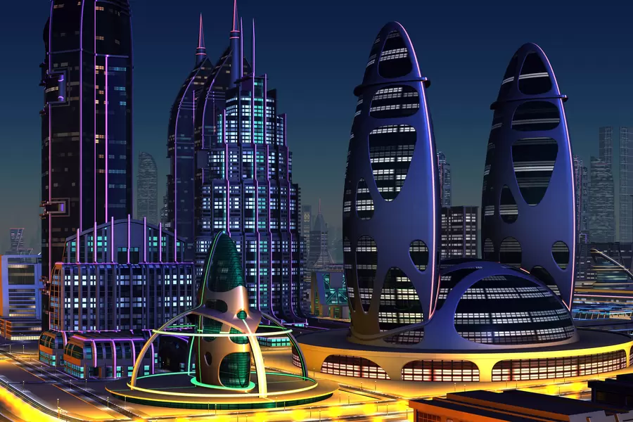 Ville de nuit futuriste