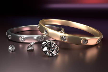 Сватбени пръстени и диаманти