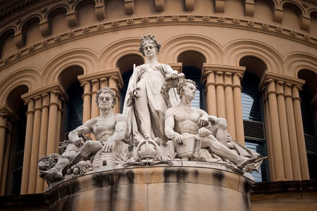 Sculptures outside the Queen Victoria building