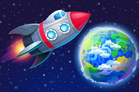 Rocket and planet Earth