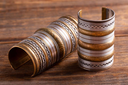 Bracelets on a wooden table