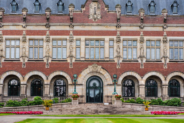 Facade of the Peace Palace in The Hague