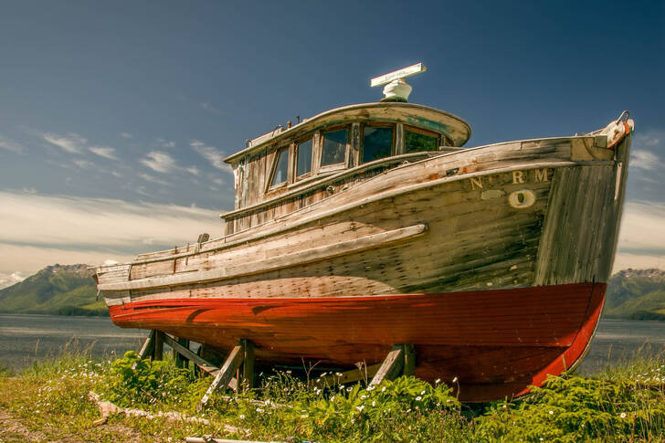 Old boat on the shore