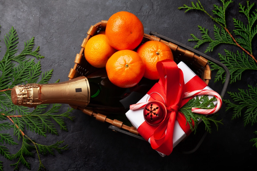 Champagne, mandarijnen en een cadeautje