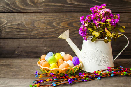 Květiny a velikonoční vajíčka