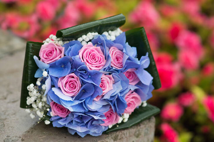 Wedding bouquet with hydrangea