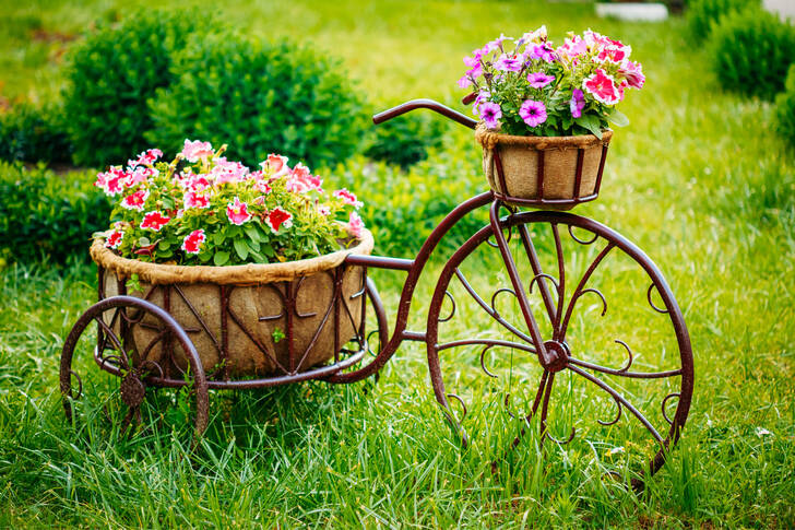 Dekorativni bicikl sa cvećem
