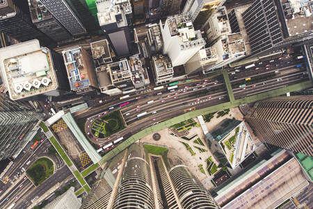 Въздушен изглед на центъра на Хонконг
