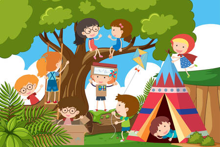 Anak-anak bermain di taman