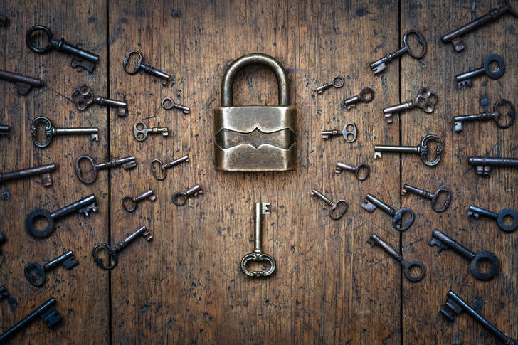 Starožitný zámek a klíče