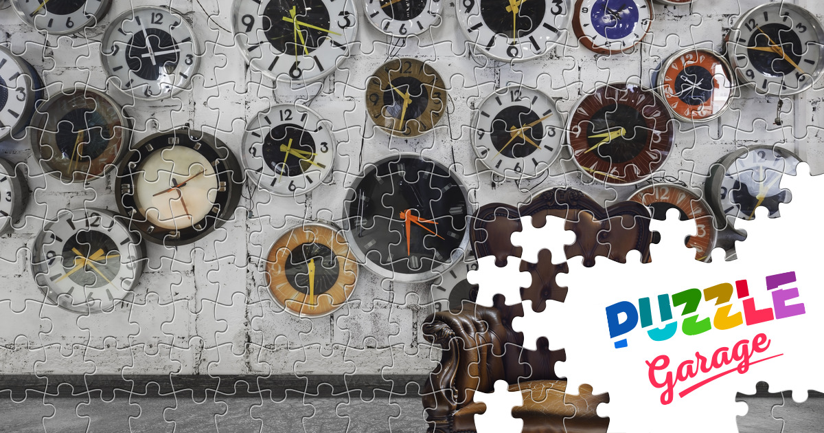 Vintage furniture and wall clock in an antique shop Jigsaw Puzzle ...