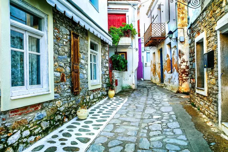 De oude straten van Skiathos