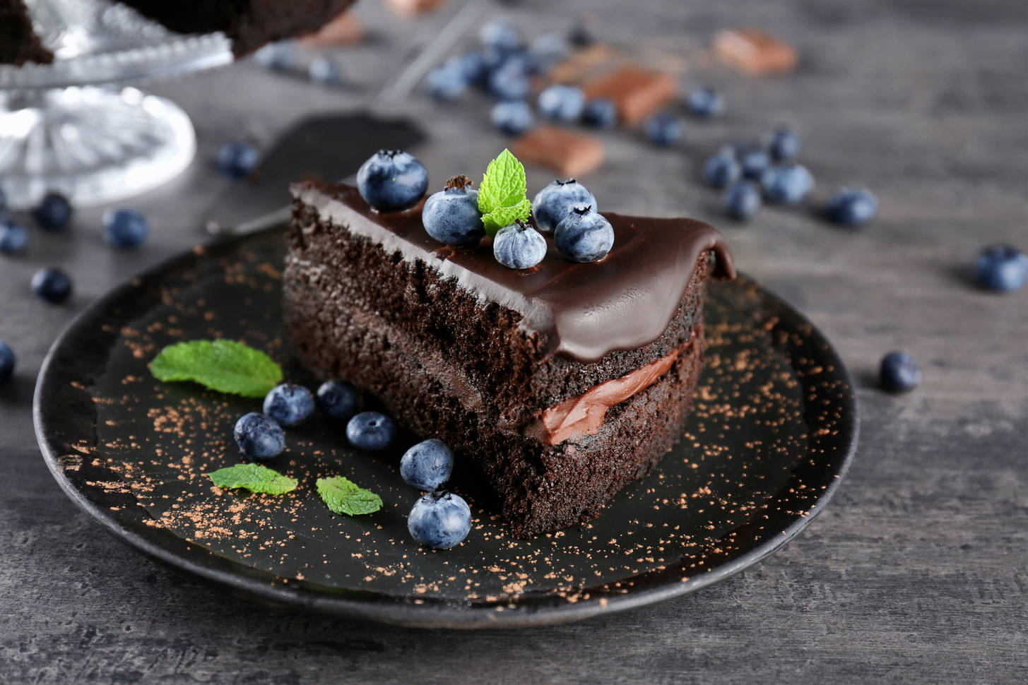 Chocolate cake with blueberries Jigsaw Puzzle (Home, Food) | Puzzle Garage