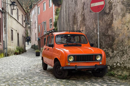 Oranje vintage auto