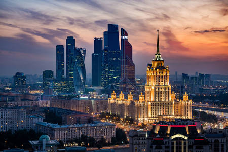 Widok wieczornej Moskwy