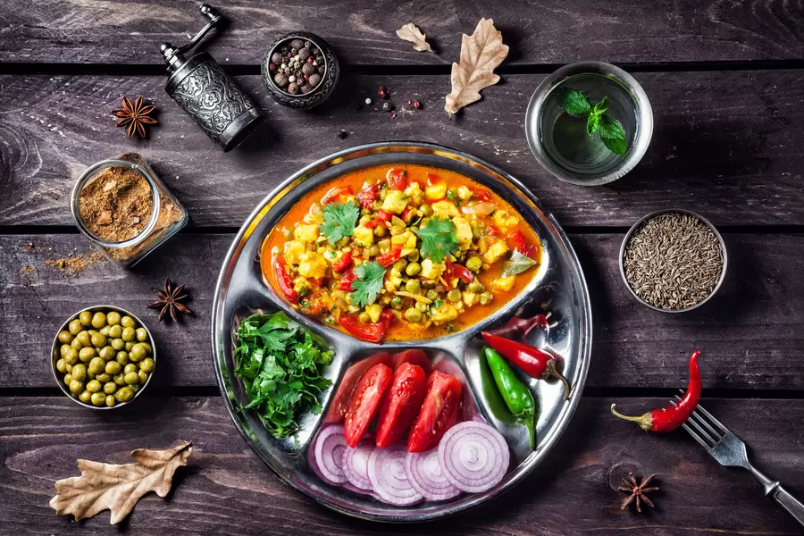Mattar paneer met groenten