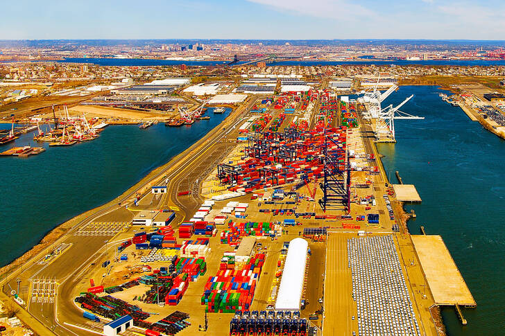 Aerial view of the port in Newark