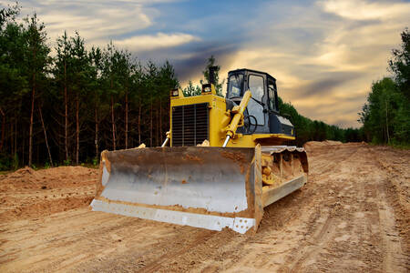 Bulldozer on a forest road