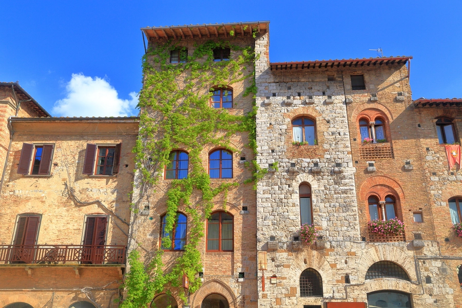 Middelalderske fasader i San Gimignano